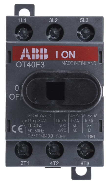 ASEA BROWN BOVERI OT40F3 DISCONNECT SWITCH 40AMP 3POLE 600VAC ASEA BROWN BOVERI OT40F3 DISCONNECT SWITCH 40AMP 3POLE 600VAC