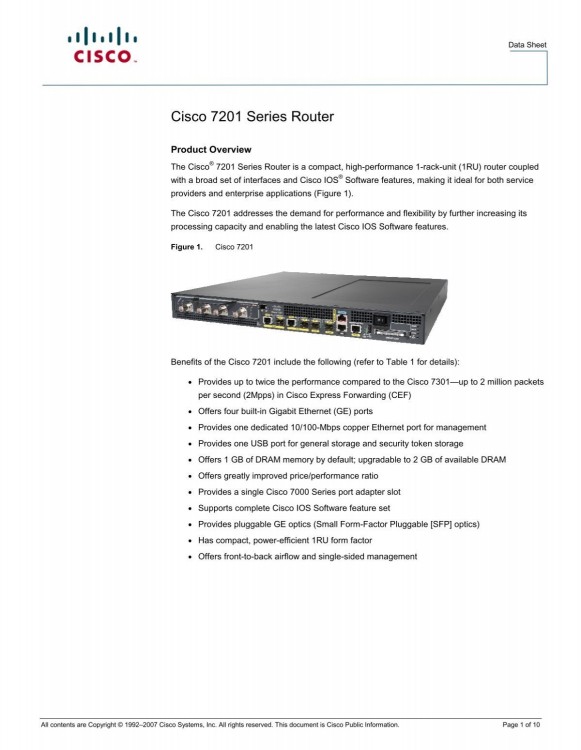 Cisco IOS 7200/7300/7400 Series Broadband 8000 User License Cisco IOS 7200/7300/7400 Series Broadband 8000 User License