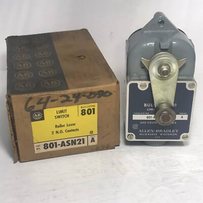 ALLEN BRADLEY 801-ASN21 LIMIT SWITCH LEVER TYPE 600VAC 250VDC 2.5-10AMP