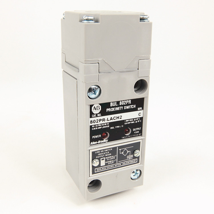 ALLEN BRADLEY 802PR-LACH2 PROXIMITY SWITCH AC TOP SENSE SHEILDED 13MM NO/NC