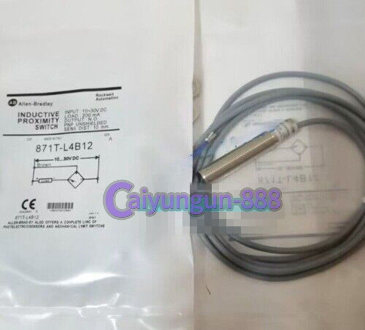 ALLEN BRADLEY 871T-L4B12 INDUCTIVE PROXIMITY SENSORS, ST ST BARREL CYLINDRICAL, DC, 3-WIRE, 13 MM DIA, UNSHIELDED, LENGTH 80 MM, SENSING RANGE 4 MM, PNP, NO, CABLE 3 M ALLEN BRADLEY 871T-L4B12 INDUCTIVE PROXIMITY SENSORS, ST ST BARREL CYLINDRICAL, DC, 3-WIRE, 13 MM DIA, UNSHIELDED, LENGTH 80 MM, SENSING RANGE 4 MM, PNP, NO, CABLE 3 M