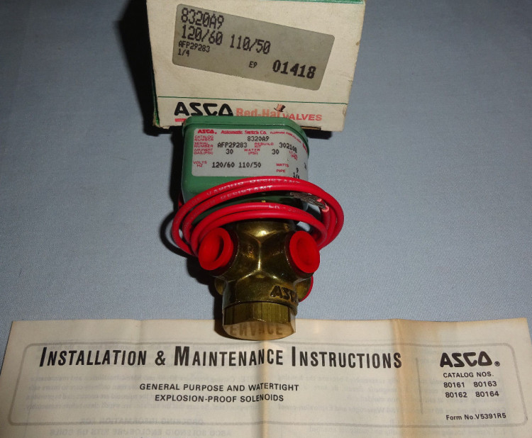ASCO 8320A9 SOLENOID VALVE 110/120V 50/60HZ ASCO 8320A9 SOLENOID VALVE 110/120V 50/60HZ