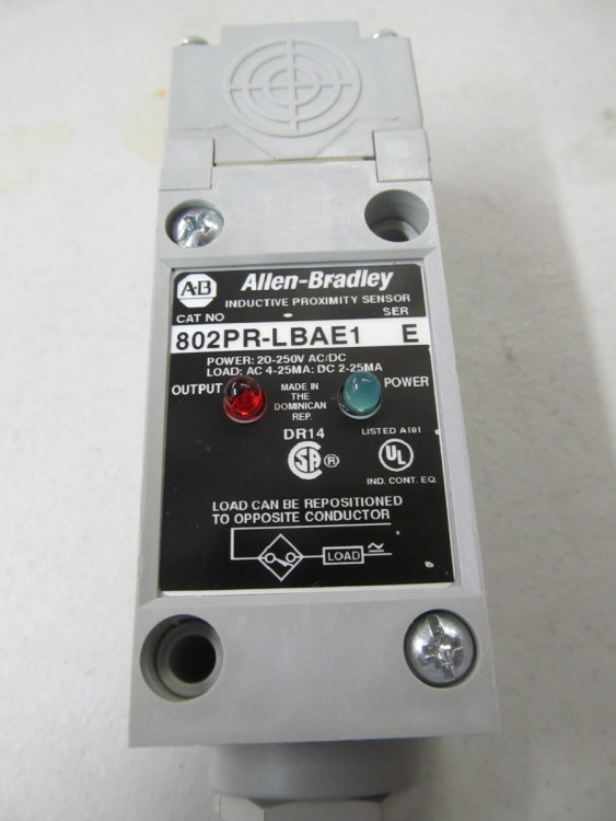 ALLEN BRADLEY 802PR-LBAE1 INDUCTIVE PROXIMITY SENSORS, 2-WIRE AC/DC, MINI QUICK-DISCONNECT STYLE, SHIELDED, 7/8 - 16 UN, SENSING RANGE 17 MM, N.O., SENSING DIRECTION: SIDE, QD 3 PIN MINI ALLEN BRADLEY 802PR-LBAE1 INDUCTIVE PROXIMITY SENSORS, 2-WIRE AC/DC, MINI QUICK-DISCONNECT STYLE, SHIELDED, 7/8 - 16 UN, SENSING RANGE 17 MM, N.O., SENSING DIRECTION: SIDE, QD 3 PIN MINI