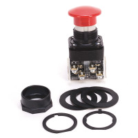 ALLEN BRADLEY 800H-DR6A 30.5MM TYPE 4/4X/13 MOM. CONTACT PB, NON-ILLUM., RED, MUSHROOM HEAD, 1 NO-1 NC