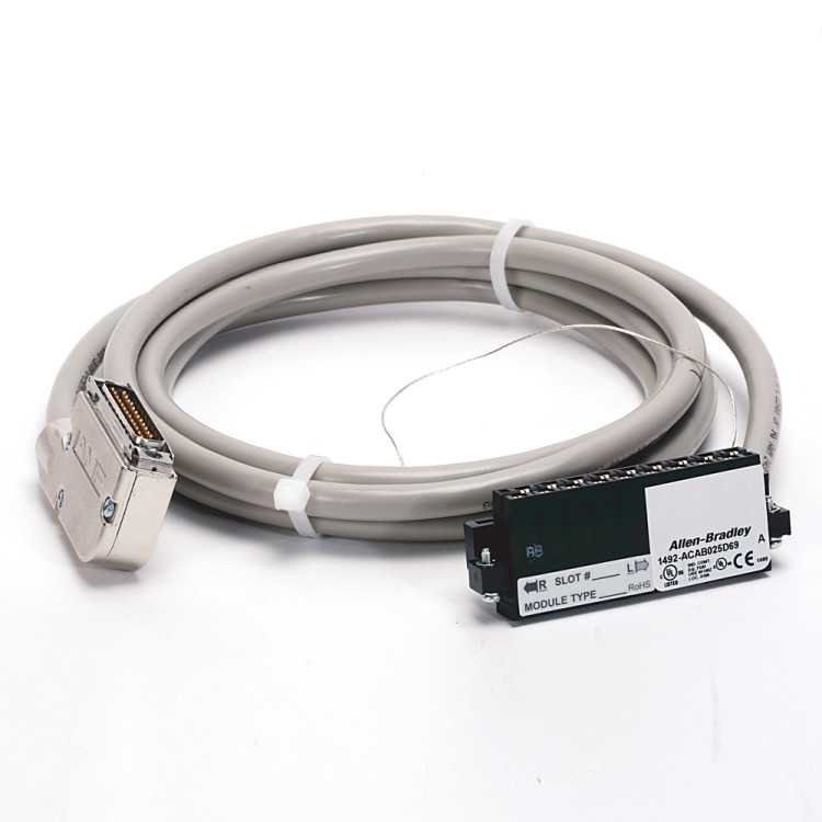 ALLEN BRADLEY 1492-CAB025D69 PRE-WIRED CABLE FOR DIGITAL I/O MODULES, CABLE TYPE D69, 20 CONDUCTOR, 22 AWG, W/ 1769-RTBN18 CONNECTOR, 2.5 METER (8.2 FEET) ALLEN BRADLEY 1492-CAB025D69 PRE-WIRED CABLE FOR DIGITAL I/O MODULES, CABLE TYPE D69, 20 CONDUCTOR, 22 AWG, W/ 1769-RTBN18 CONNECTOR, 2.5 METER (8.2 FEET)