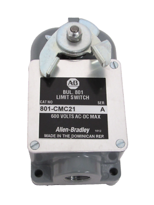 ALLEN BRADLEY 801-CMC21 LIMIT SWITCHES, GENERAL PURPOSE, GEHAEUSE NEMA TYPE 1, SNAP ACTION MAINTAINED, FORK, FIGURE 9, 15.58 N, 20.6 MM TRAVEL TO OPERATE CONTACTS