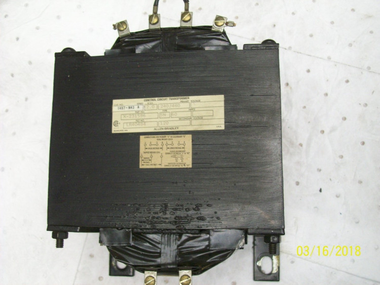 ALLEN BRADLEY 1497-N43 TRANSFORMER 2KVA 240/480V 60HZ ALLEN BRADLEY 1497-N43 TRANSFORMER 2KVA 240/480V 60HZ