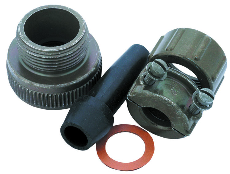 AMPHENOL 97-67-22-8 CABLE CLAMP, SIZE 20/22, ZINC ALLOY; FOR USE WITH:97 SERIES CIRCULAR CONNECTORS; CONNECTOR SHELL SIZE:20 / 22; CABLE DIAMETER MAX:11.12MM; BODY MATERI