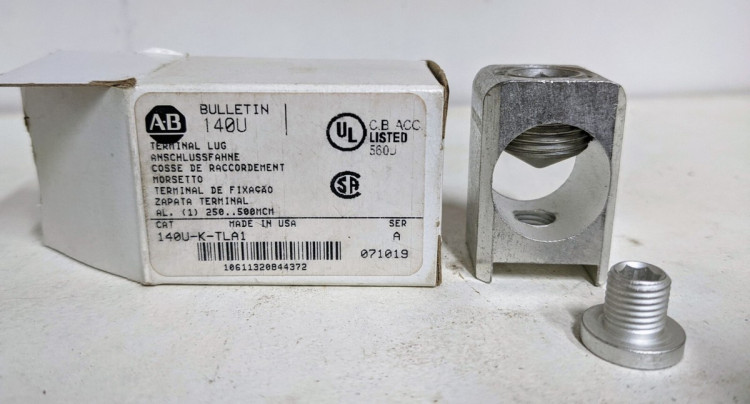 ALLEN BRADLEY 140U-K-TLC1 TERMINAL LUGS, K-FRAME, COPPER LUG, (1) 250...500 MCM ALLEN BRADLEY 140U-K-TLC1 TERMINAL LUGS, K-FRAME, COPPER LUG, (1) 250...500 MCM