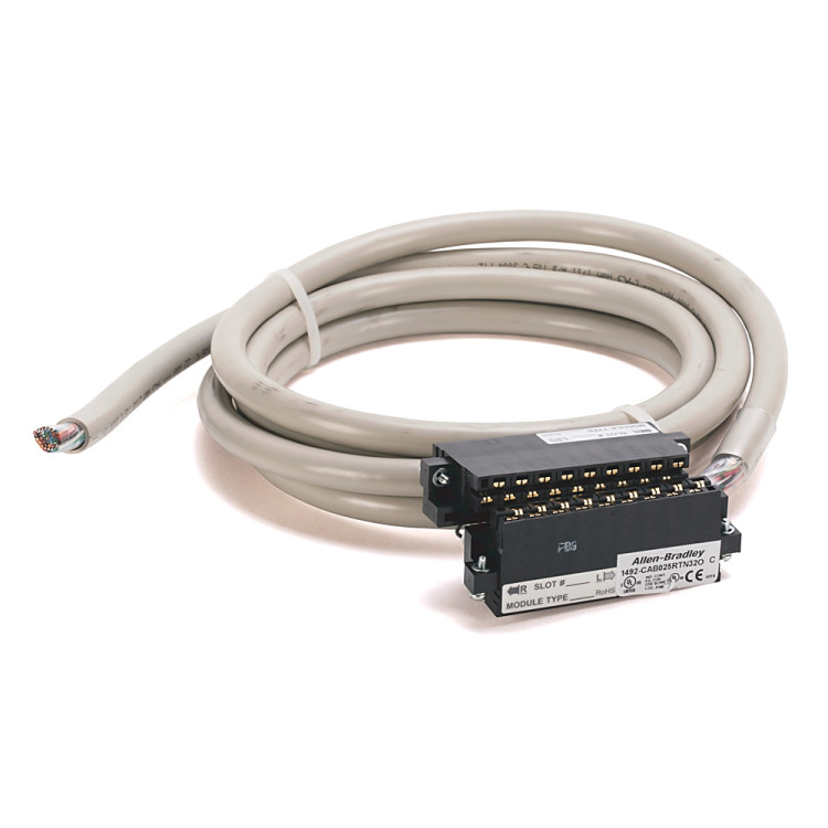 ALLEN BRADLEY 1492-CABLE025RTBO PRE-WIRED CABLE FOR DIGITAL I/O MODULES, CABLE TYPE RTBO, 20 CONDUCTOR (2 NOT CONNECTED TO THE RTB), 18 AWG, W/ 1746-RT25C CONNECTOR, 2.5 METER (8.2 FEET) ALLEN BRADLEY 1492-CABLE025RTBO PRE-WIRED CABLE FOR DIGITAL I/O MODULES, CABLE TYPE RTBO, 20 CONDUCTOR (2 NOT CONNECTED TO THE RTB), 18 AWG, W/ 1746-RT25C CONNECTOR, 2.5 METER (8.2 FEET)