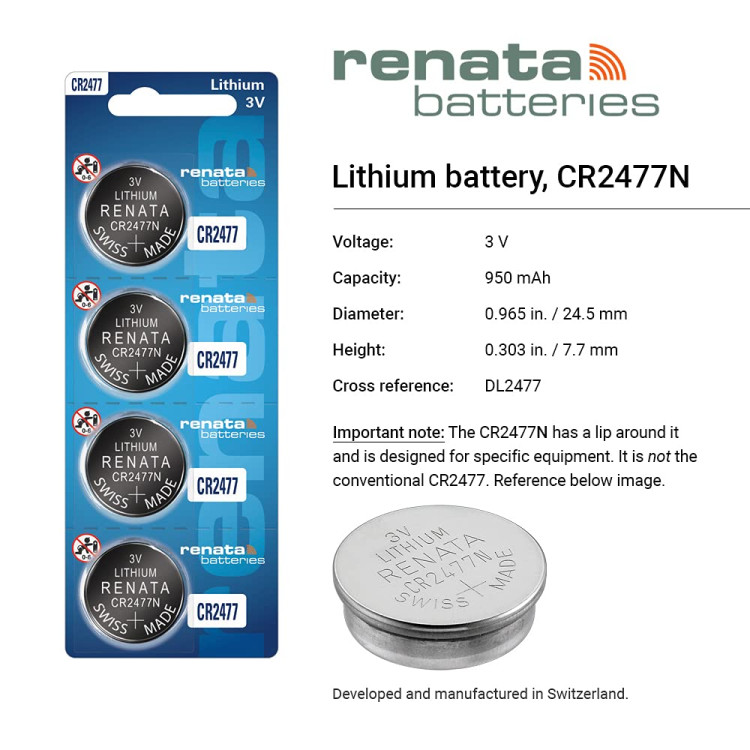 RENATA BATTERIES CR2477N  BATTERY COIN LITHIUM 3.0 V