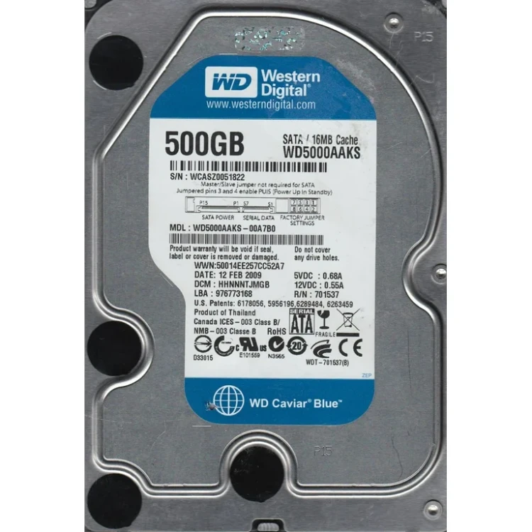 Western Digital Caviar Blue WD5000AAKS WD5000AAKS-00A7B0 500GB SATA Hard Drive Western Digital Caviar Blue WD5000AAKS WD5000AAKS-00A7B0 500GB SATA Hard Drive