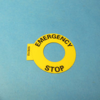 ALLEN BRADLEY 800E-12RE112 800E LEGEND PLATE, 30 X 50MM STD., 2 PIECE SNAP-IN, ENGLISH EMERGENCY STOP, RED WITH WHITE LEGEND TEXT