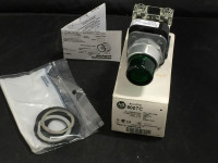 ALLEN BRADLEY 800T-QBH24G 30.5MM TYPE 4/13 MOM. CONTACT PB-ILLUM., GREEN, EXT. HD W/O GUARD, LED, 24V AC/DC, 1 NO-1 NC
