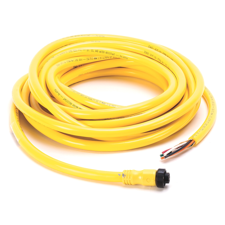 ALLEN BRADLEY 889N-F5AFC-20F MINI/MINI PLUS, FEMALE, STRAIGHT, 5-PIN, PVC CABLE, YELLOW, UNSHIELDED, US COLOR CODED, NO CONNECTOR, 20 FEET (6.1 METERS)