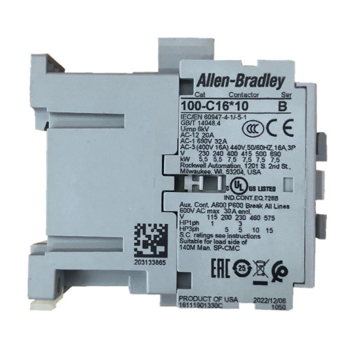 ALLEN BRADLEY 100-C23ZA10 CONTACTOR, SCREW TERMINALS, 11KW/400V, COIL 2 TERMINALS, COIL TERMINALS AT LINE SIDE, CONTROL VOLTAGE 220V DC, 1 N.O. AUXILIARY CONTACT, SINGEL PACK ALLEN BRADLEY 100-C23ZA10 CONTACTOR, SCREW TERMINALS, 11KW/400V, COIL 2 TERMINALS, COIL TERMINALS AT LINE SIDE, CONTROL VOLTAGE 220V DC, 1 N.O. AUXILIARY CONTACT, SINGEL PACK
