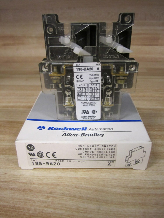ALLEN BRADLEY 195-BA20 AUXILIARY CONTACT FOR CONTACTOR 2NO ALLEN BRADLEY 195-BA20 AUXILIARY CONTACT FOR CONTACTOR 2NO