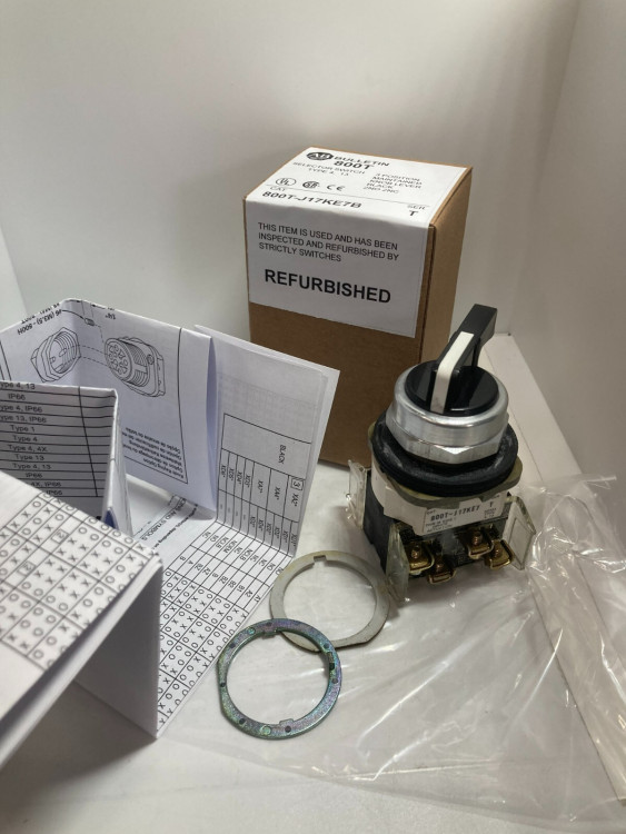 ALLEN BRADLEY 800T-J17KE7B SWITCH,SELECTOR600V AC MAX 10 AMP MAX ALLEN BRADLEY 800T-J17KE7B SWITCH,SELECTOR600V AC MAX 10 AMP MAX