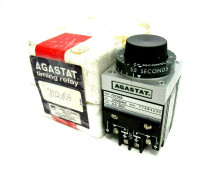AGASTAT 7012AB TIME DELAY RELAY, DPDT, 5SEC, 120VAC; CONTACT CONFIGURATION:DPDT; NOM INPUT VOLTAGE:120V AC; DELAY TIME RANGE:0.5S TO 5S; TIMING ADJUSTMENT:KNOB; RELA