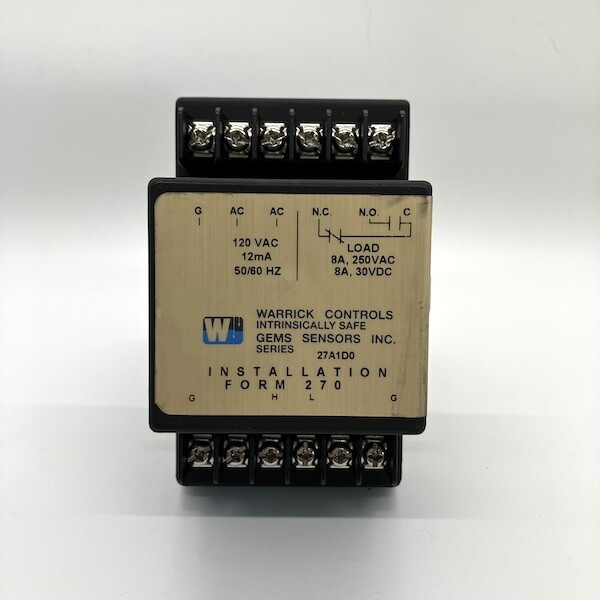 WARRICK CONTROLS 27A-1D0 DIRECT 120V 4700OHMS 1NO & 1NC WARRICK CONTROLS 27A-1D0 DIRECT 120V 4700OHMS 1NO & 1NC