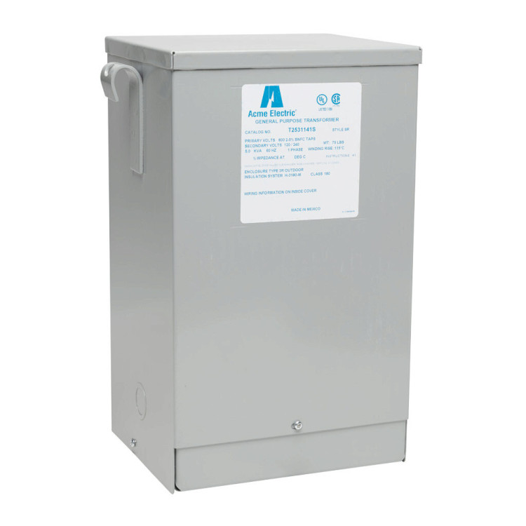ACME ELECTRIC T-2-53114-1S DISTRIBUTION TRANSFORMER 600 PRIMARY VOLTS 120/240 SECONDARY VOLTS - THREE WINDINGS SINGLE PHASE, 60 HZ