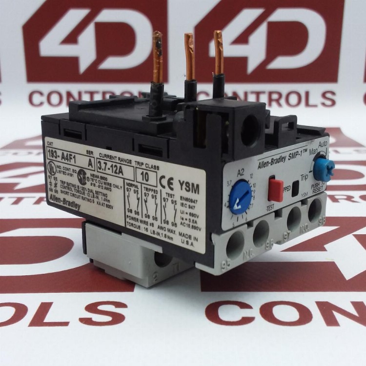 ALLEN BRADLEY 193-A4F1 OVERLOAD RELAY 3.7-12AMP TRIP CLASS-10