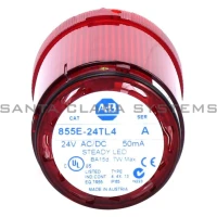 ALLEN BRADLEY 855E-24TL4 CONTROL TOWER STACK LIGHT, 24V AC/DC FULL VOLTAGE, RED STEADY LED (SOCKET MOUNT)