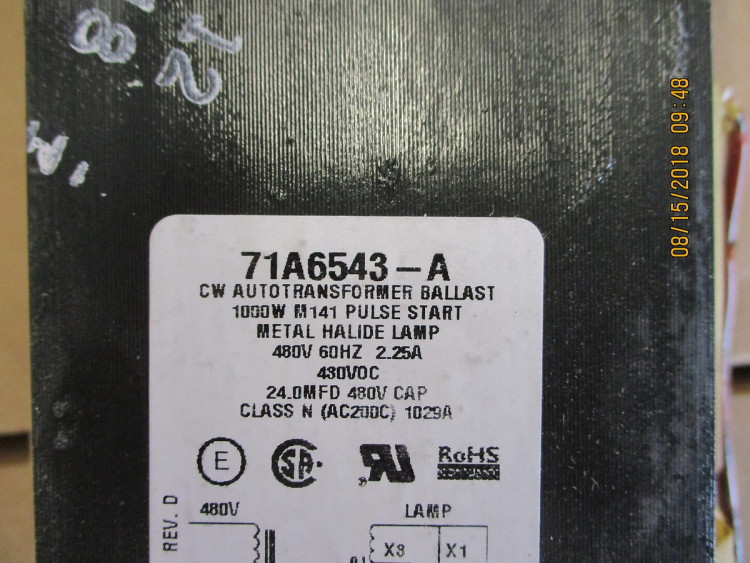 ADVANCE BALLAST 71A65F3500TW MH BAL 1000W M141 347/480V/120T C&C ADVANCE BALLAST 71A65F3500TW MH BAL 1000W M141 347/480V/120T C&C