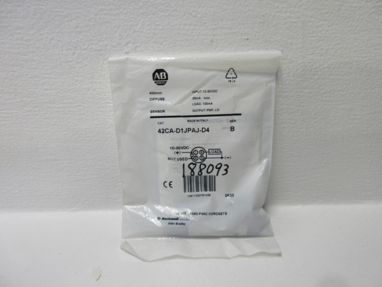 ALLEN BRADLEY 42CAD1JPAJD4 PROXIMITY SWITCH 18MM DIFFUSED ALLEN BRADLEY 42CAD1JPAJD4 PROXIMITY SWITCH 18MM DIFFUSED