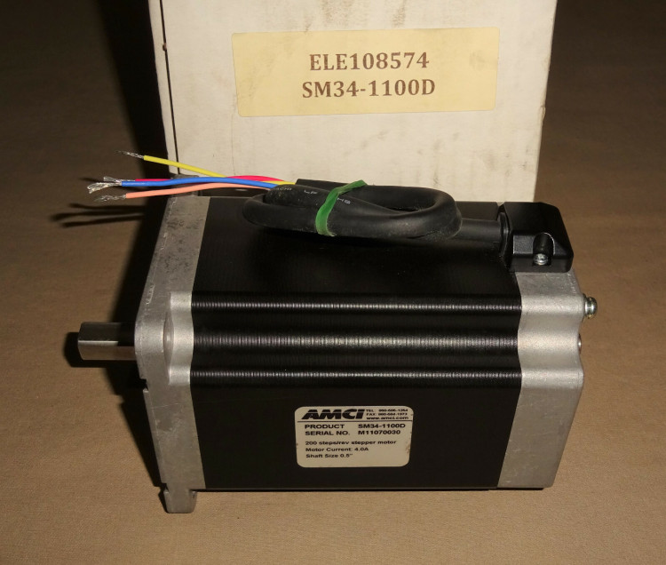 ADVANCED MICRO CONTROLS SM34-1100 STEPPER MOTOR, SIZE 34, 1100 OZ-IN, SINGLE SHAFT, 0.50 INCH SHAFT, DBL. FLAT ADVANCED MICRO CONTROLS SM34-1100 STEPPER MOTOR, SIZE 34, 1100 OZ-IN, SINGLE SHAFT, 0.50 INCH SHAFT, DBL. FLAT
