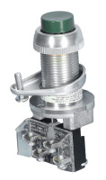 ALLEN BRADLEY 800H-AP1 HAZARDOUS LOCATION TYPE 7 9 MOMENTARY CONTACT PB, NON-ILLUMINATED., STANDARD BARREL LENGTH, FLUSH HEAD, GREEN, NO CONTACTS