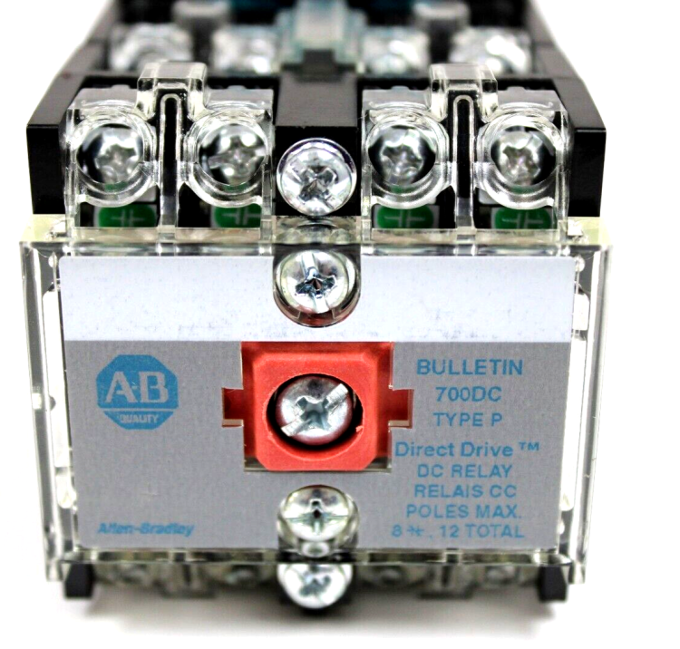 ALLEN BRADLEY 700DC-P800Z1 700-P NEMA CONTROL RELAY, 8 N.O. CONTACTS, 10 AMP AC CONTACT RATING, 115-125V DC ALLEN BRADLEY 700DC-P800Z1 700-P NEMA CONTROL RELAY, 8 N.O. CONTACTS, 10 AMP AC CONTACT RATING, 115-125V DC