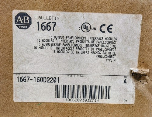 ALLEN BRADLEY 1667-16OD2201 1492 PANELCONNECT MODULE, 16 POINT DC OUTPUT, 12-PIN M23, TYPE 4 ALLEN BRADLEY 1667-16OD2201 1492 PANELCONNECT MODULE, 16 POINT DC OUTPUT, 12-PIN M23, TYPE 4
