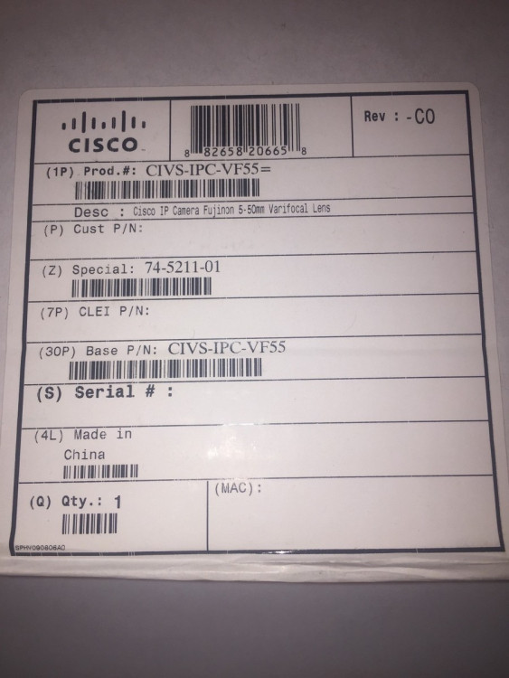 Cisco IP Camera Fujinon 5-50mm Varifocal Lens