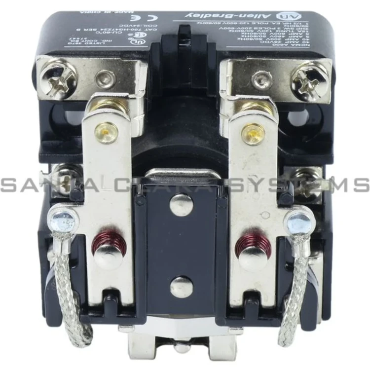 ALLEN BRADLEY 700-HG47Z24 700-HG GENERAL PURPOSE OPEN-STYLE POWER RELAY, 30 AMP CONTACT, DPST-NO, 24V DC