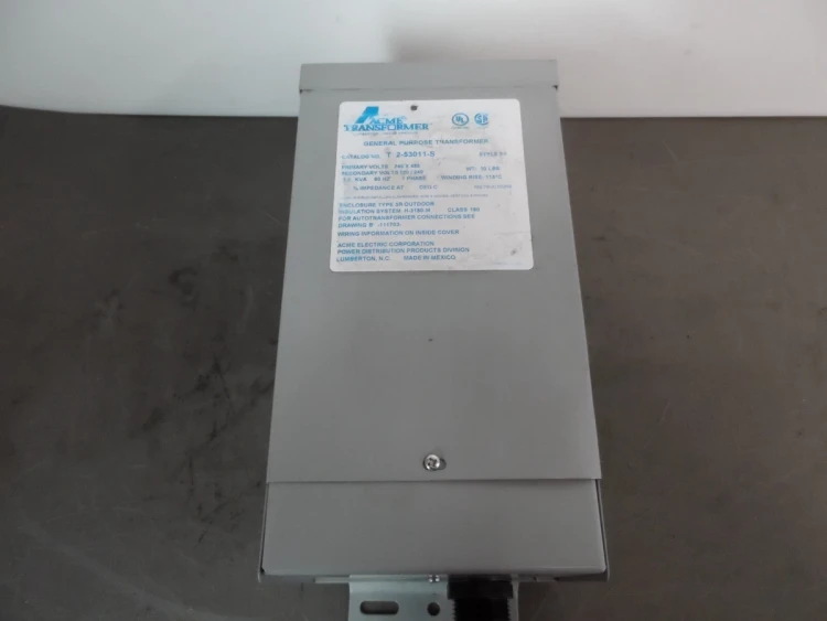 ACME ELECTRIC T-2-53011 TRANSFORMER 1.5KVA 1PH 240/480VPRI 120/240VSEC ACME ELECTRIC T-2-53011 TRANSFORMER 1.5KVA 1PH 240/480VPRI 120/240VSEC