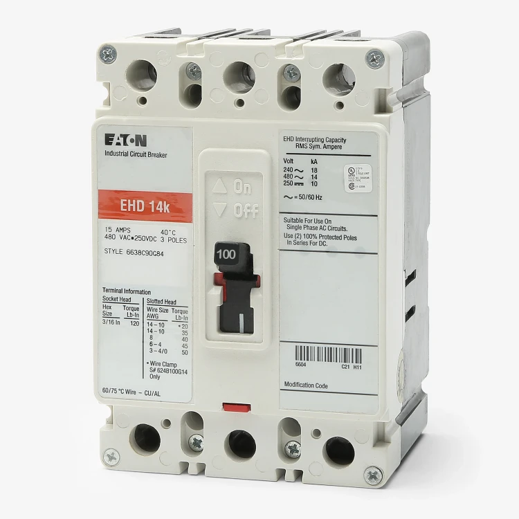 EATON CORPORATION EHD3100L  CIRCUIT BREAKER 100AMP 3POLE 480VAC W LUGS