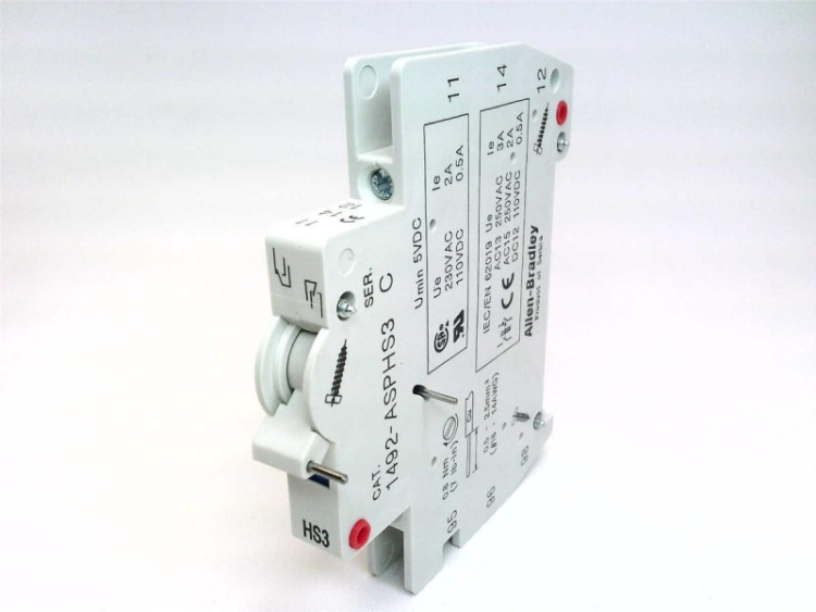 ALLEN BRADLEY 1492-ASPHS3 AUXILIARY/TRIP CONTACT 2 C.O. FOR MINIATURE CIRCUIT BREAKERS BULLETIN 1492-SP ALLEN BRADLEY 1492-ASPHS3 AUXILIARY/TRIP CONTACT 2 C.O. FOR MINIATURE CIRCUIT BREAKERS BULLETIN 1492-SP
