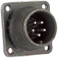 AMPHENOL MS3102A14S-5P MS/STANDARD CYLINDRICAL MIL-C-5015 SERIES 3102A SOLID SHELL BOX MOUNT RECEPTACLES, STRAIGHT BODY STYLE, SOLDER TERMINATION, 14S SHELL SIZE, 14S-5 INSE