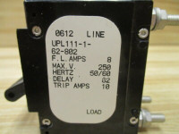 AIRPAX UPL111-1-62-802 CIRCUIT BREAKER 8AMP 250VAC 50/60HZ 3POLE