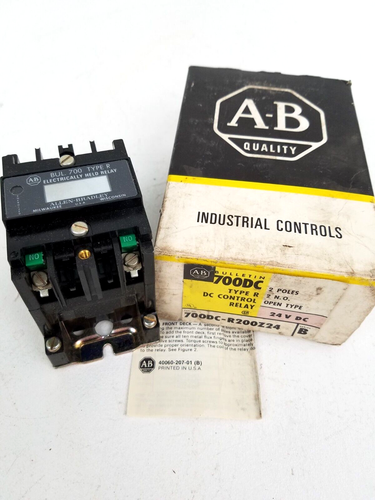 ALLEN BRADLEY 700DC-R200Z24 700-R SEALED CONTACT INDUSTRIAL CONTROL RELAY, 2 N.O., 24V DC