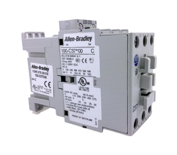 ALLEN BRADLEY 100-C37C00 CONTACTOR, SCREW TERMINALS, 18.5KW/400V, COIL 2 TERMINALS, COIL TERMINALS AT LINE SIDE, CONTROL VOLTAGE 550V 50HZ / 600V 60HZ, NO AUXILIARY CONTACT, SINGEL PACK ALLEN BRADLEY 100-C37C00 CONTACTOR, SCREW TERMINALS, 18.5KW/400V, COIL 2 TERMINALS, COIL TERMINALS AT LINE SIDE, CONTROL VOLTAGE 550V 50HZ / 600V 60HZ, NO AUXILIARY CONTACT, SINGEL PACK