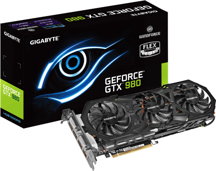Видеокарта 4Gb Gigabyte GV-N980WF3OC-4GD, NVIDIA GeForce, GTX 980, PCI-E, 4096МБ, GDDR5, 2xDVI, HDMI, 3x