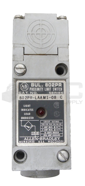 ALLEN BRADLEY 802PR-LAAM1-08 SWITCH, PROXIMITY 132V AC MAX 0.5 AMP MAX ALLEN BRADLEY 802PR-LAAM1-08 SWITCH, PROXIMITY 132V AC MAX 0.5 AMP MAX