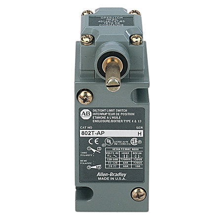 ALLEN BRADLEY 802T-APN LIMIT SWITCH, NEMA TYPE 4 AND 13 OILTIGHT CONSTRUCTION, PLUG-IN, LEVER TYPE, SPRING RETURN, STANDARD OPERATING TORQUE, 2-CIRCUIT, CW AND CCW OPERATION ALLEN BRADLEY 802T-APN LIMIT SWITCH, NEMA TYPE 4 AND 13 OILTIGHT CONSTRUCTION, PLUG-IN, LEVER TYPE, SPRING RETURN, STANDARD OPERATING TORQUE, 2-CIRCUIT, CW AND CCW OPERATION