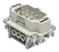 AMPHENOL C146-10A006-102-1 RECTANGULAR INSERT, PLUG, 6WAY, SCREW; SERIES:C-146; GENDER:PLUG; NO. OF CONTACTS:6; NO. OF ROWS:2; CONTACT GENDER:PIN; CONNECTOR MOUNTING:CABLE; CONT