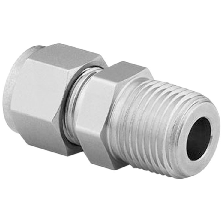 CARBON STEEL SWAGELOK TUBE FITTING, MALE CONNECTOR, 1/4 IN. TUBE OD X 1/4 IN. MALE NPT CARBON STEEL SWAGELOK TUBE FITTING, MALE CONNECTOR, 1/4 IN. TUBE OD X 1/4 IN. MALE NPT