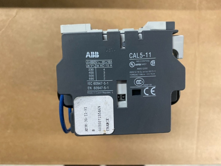 ASEA BROWN BOVERI AE9-30-11-81 CONTACTOR 9AMP 3POLE 24VDC COIL 1NO/1NC AUX ASEA BROWN BOVERI AE9-30-11-81 CONTACTOR 9AMP 3POLE 24VDC COIL 1NO/1NC AUX