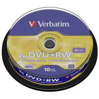 Диски чистые DVD-RW, 4.7 Гб, 10 шт (шпиндель)