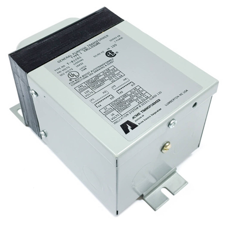 ACME ELECTRIC T-81055 TRANSFORMER 95-225V INPUT - 120-240V OUTPUT ACME ELECTRIC T-81055 TRANSFORMER 95-225V INPUT - 120-240V OUTPUT